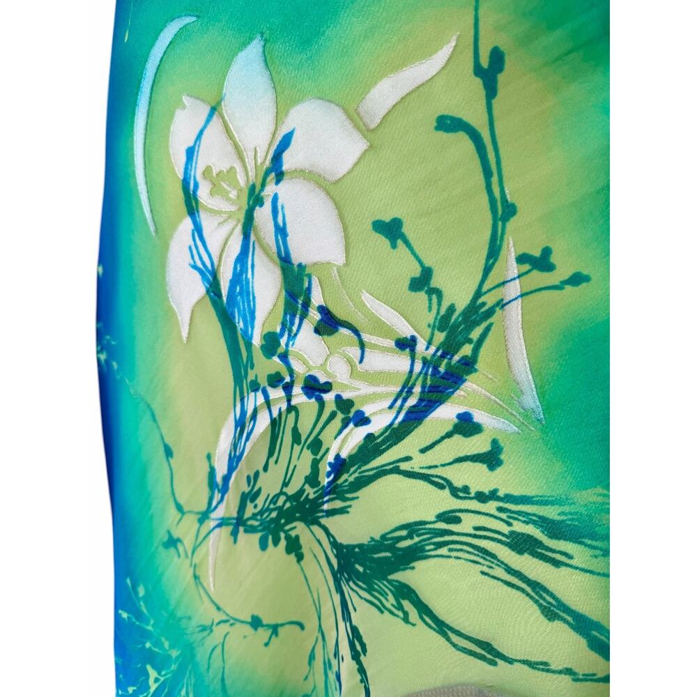 Cache Women's Size 12 Halter Dress Floral Watercolor Asymmetrical Hem Y2K - Picture 5 of 13